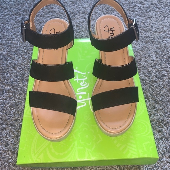 Black Chunky Heeled Sandals by Unisa - Picture 1 of 5